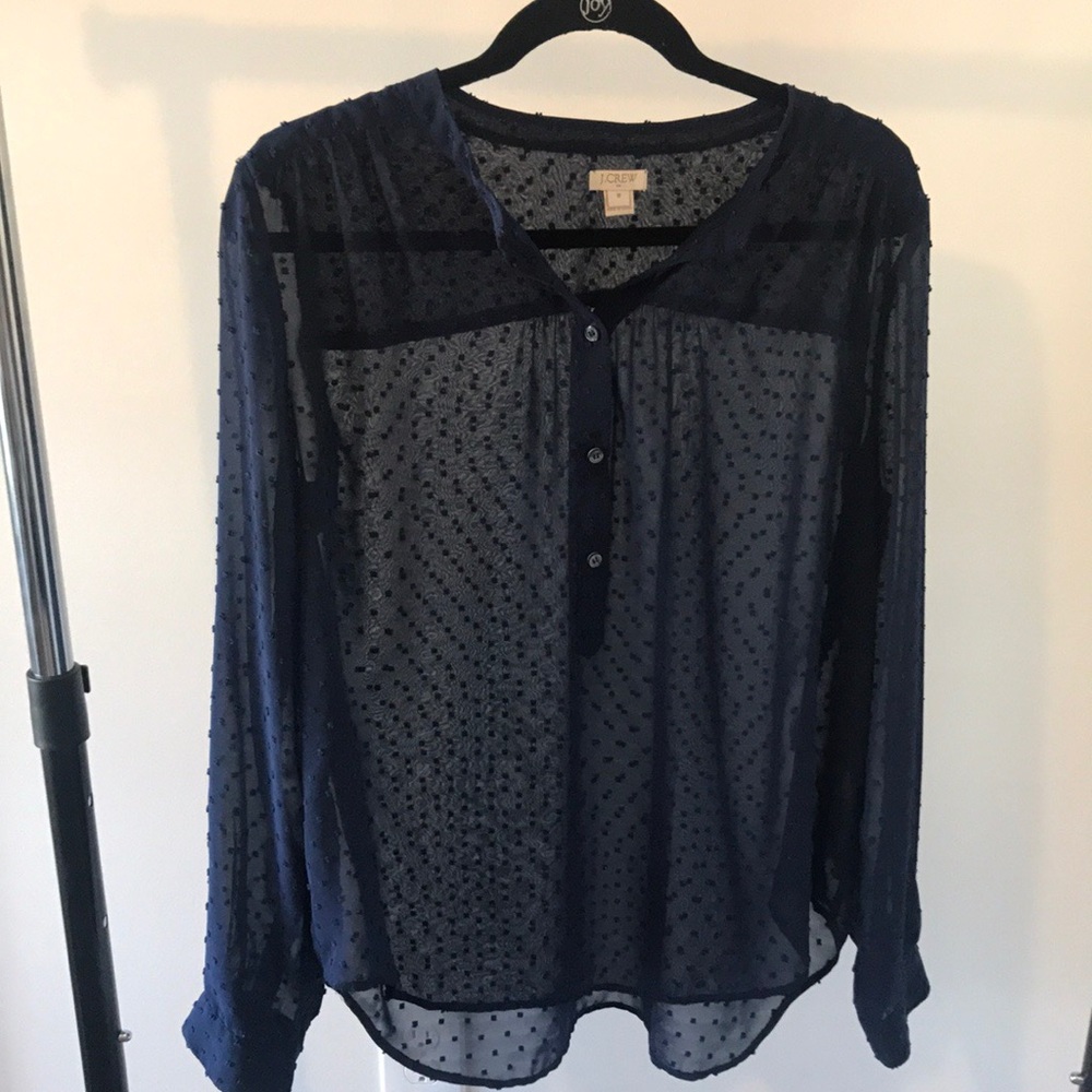 J crew navy blue blouse - Picture 4 of 7